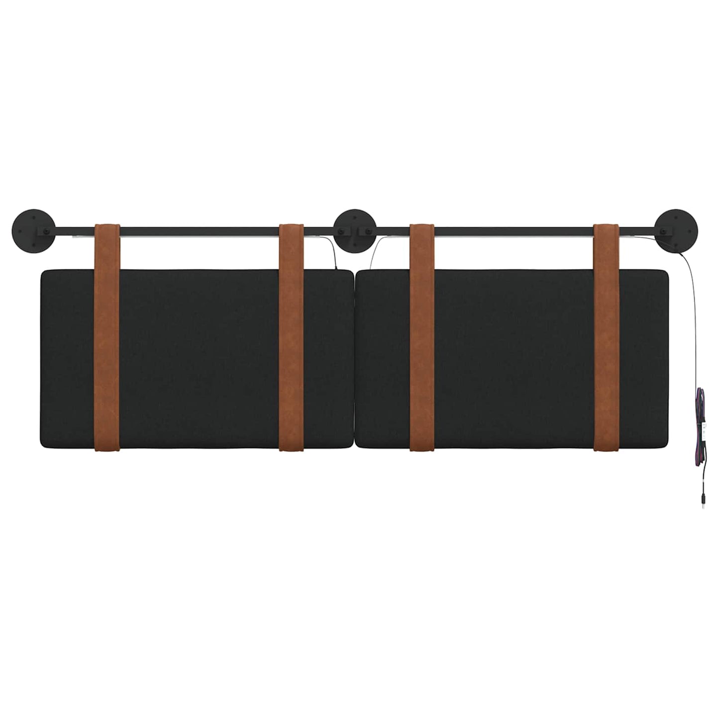 Hangend hoofdbord Met LED-verlichting Zwart Antiek PU