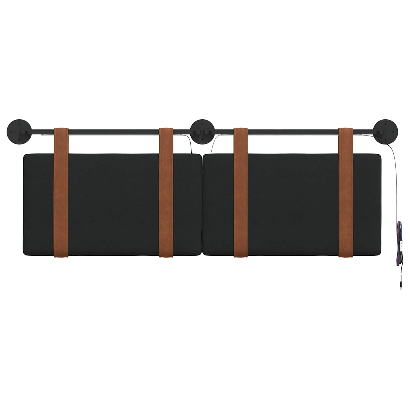 Hangend hoofdbord Met LED-verlichting Zwart Antiek PU