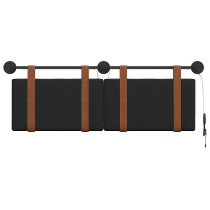 Hangend hoofdbord Met LED-verlichting Zwart Antiek PU