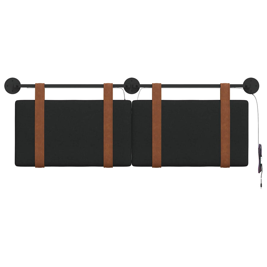 Hangend hoofdbord Met LED-verlichting Zwart Antiek PU