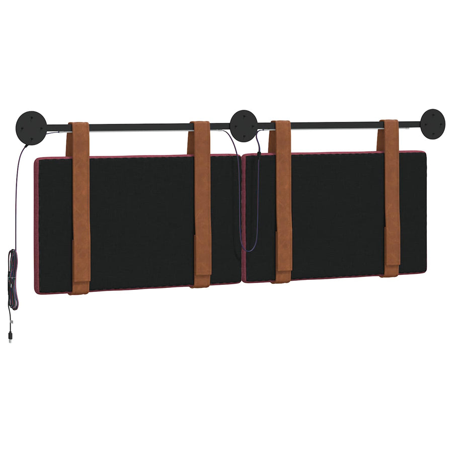 Hangend hoofdbord Met LED-verlichting Wijnrood Antiek PU