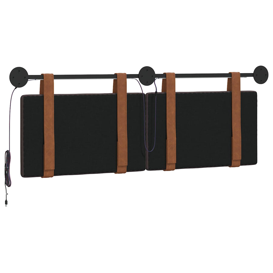 Hangend hoofdbord Met LED-verlichting Donkerbruin Antiek PU
