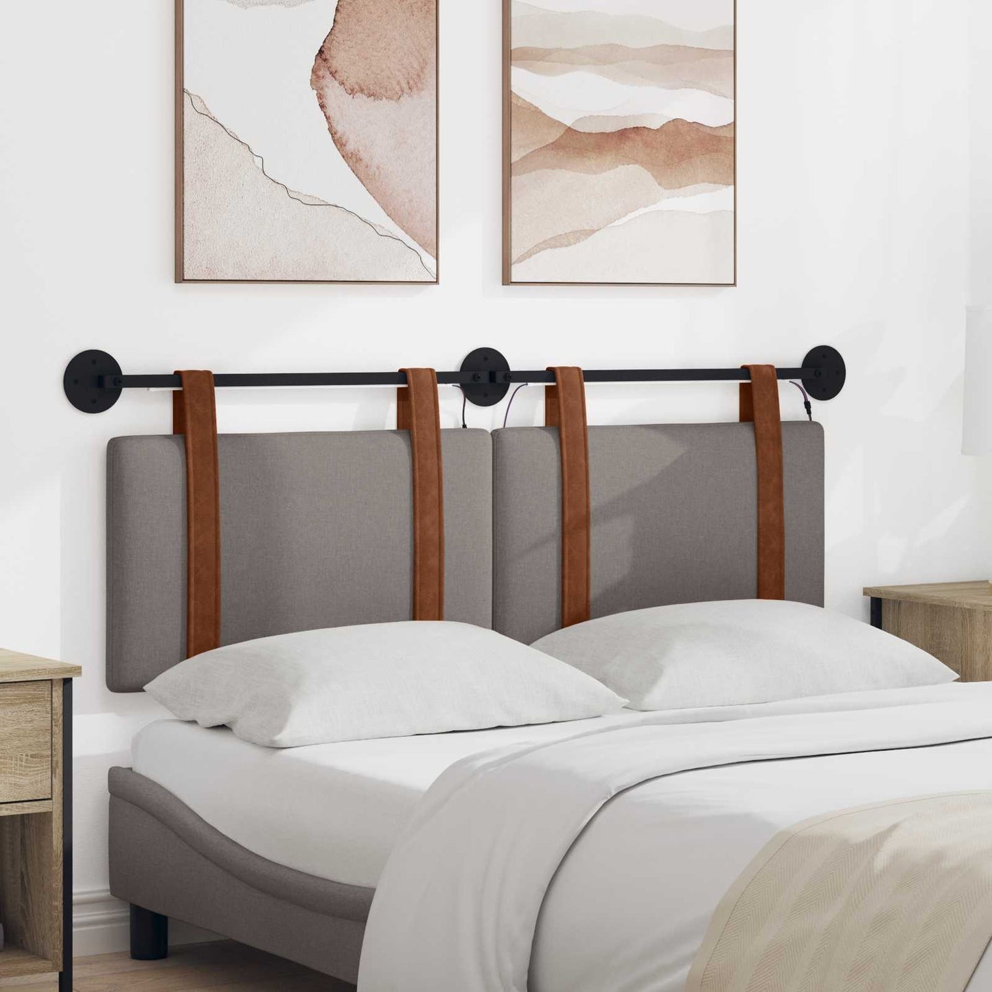 Hangend hoofdbord Met LED-verlichting Taupe Antiek PU