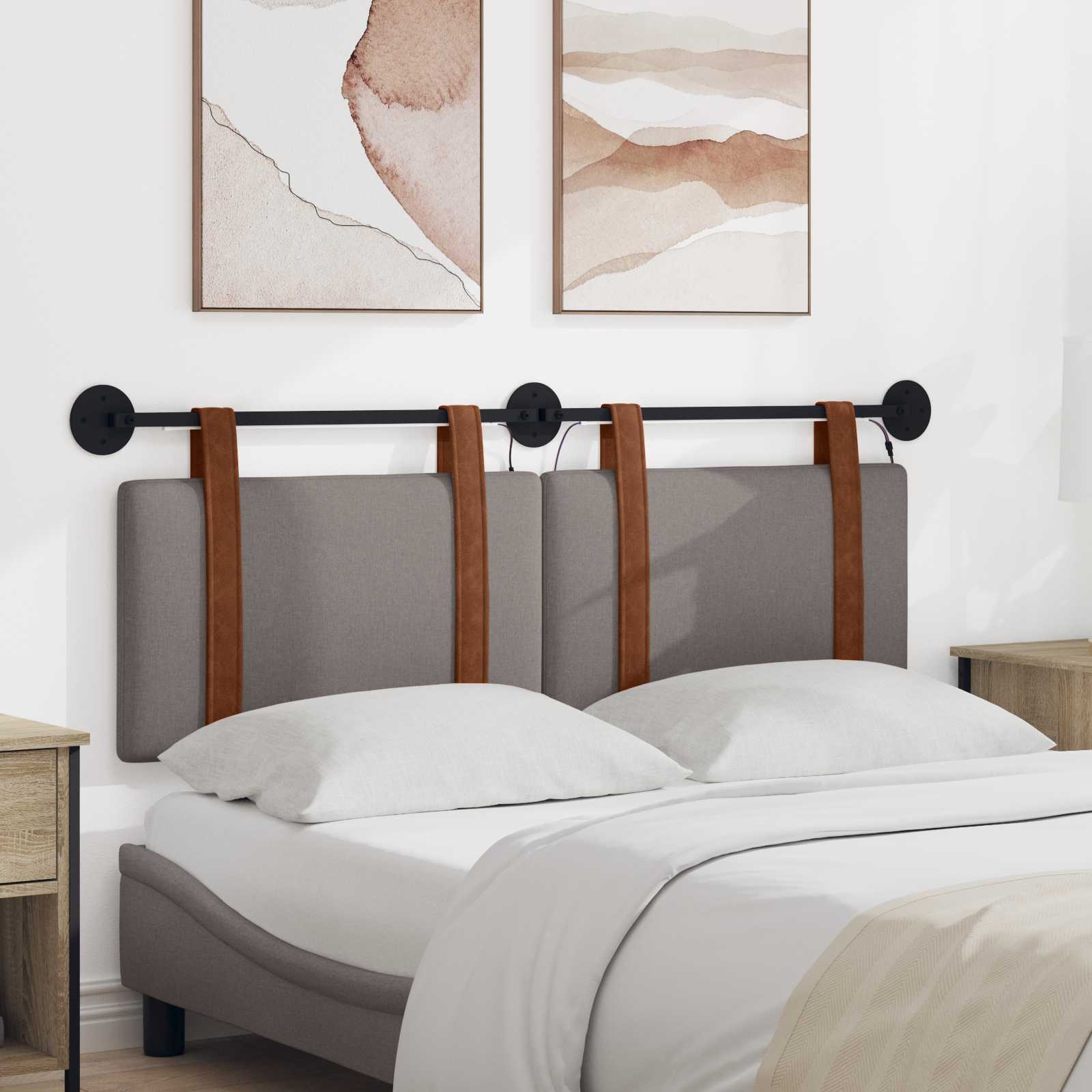 Hangend hoofdbord Met LED-verlichting Taupe Antiek PU