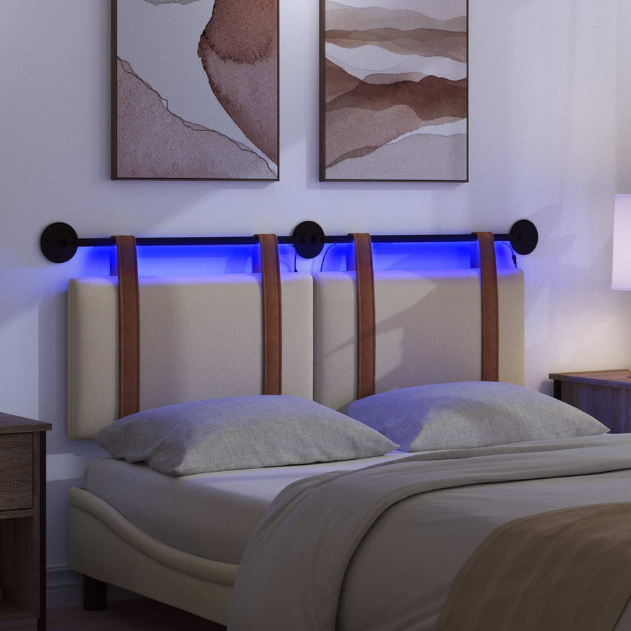 Hangend hoofdbord Met LED-verlichting Crèmekleurig Antiek PU
