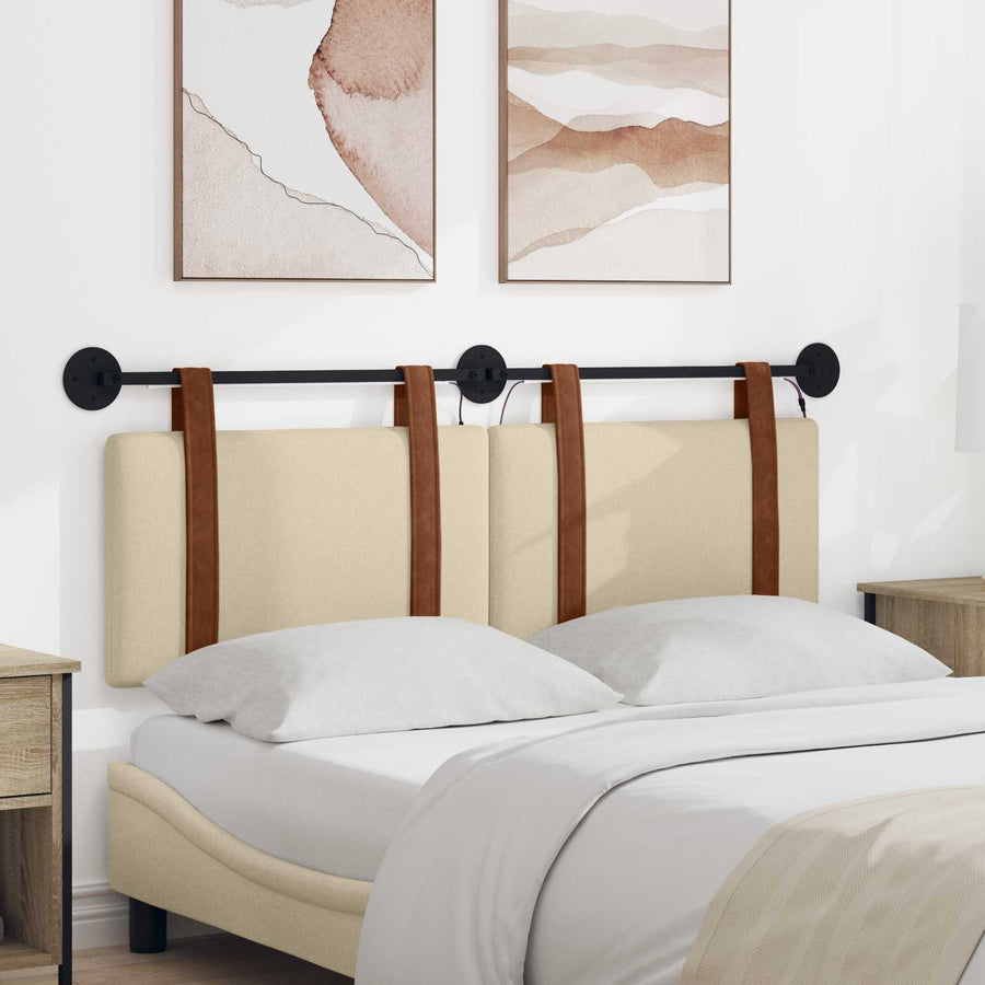 Hangend hoofdbord Met LED-verlichting Crèmekleurig Antiek PU
