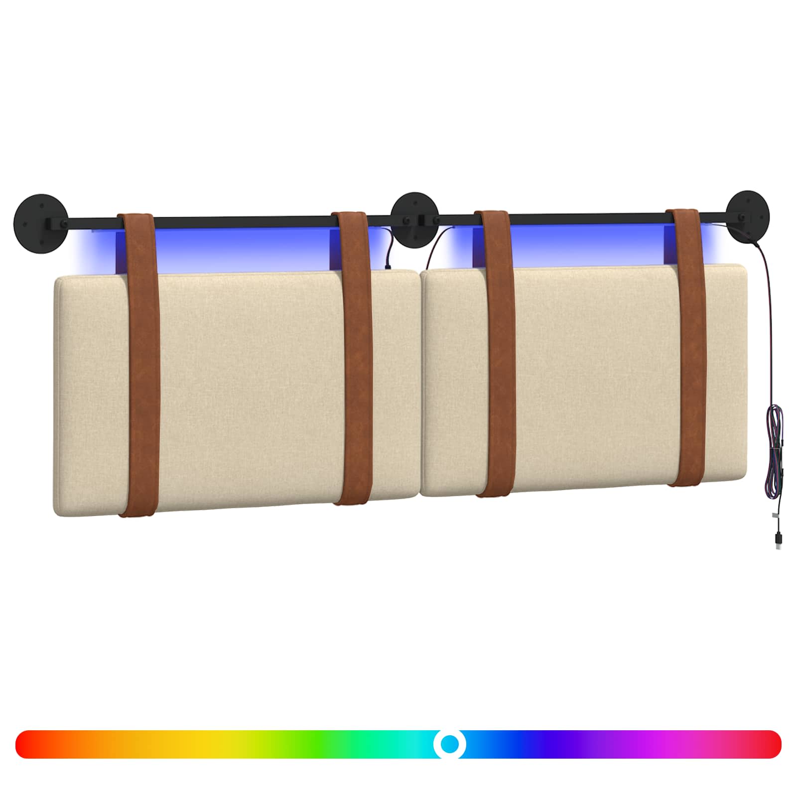 Hangend hoofdbord Met LED-verlichting Crèmekleurig Antiek PU