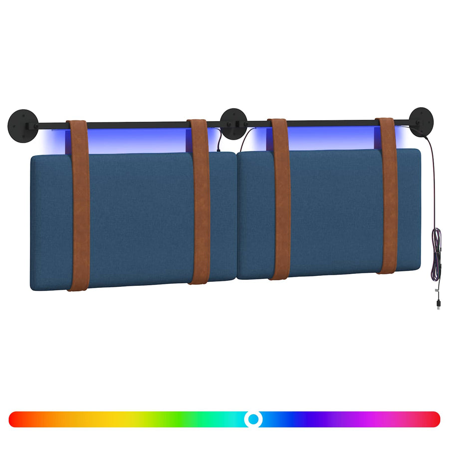 Hangend hoofdbord Met LED-verlichting Blauw Antiek PU