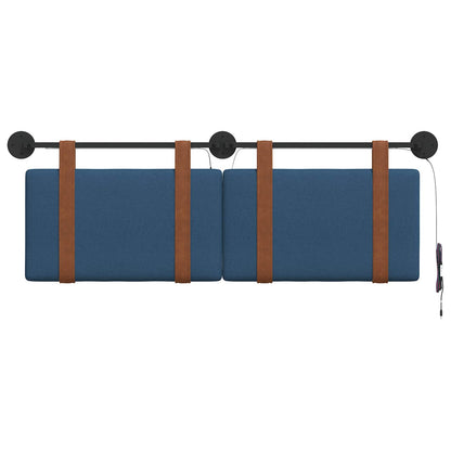 Hangend hoofdbord Met LED-verlichting Blauw Antiek PU