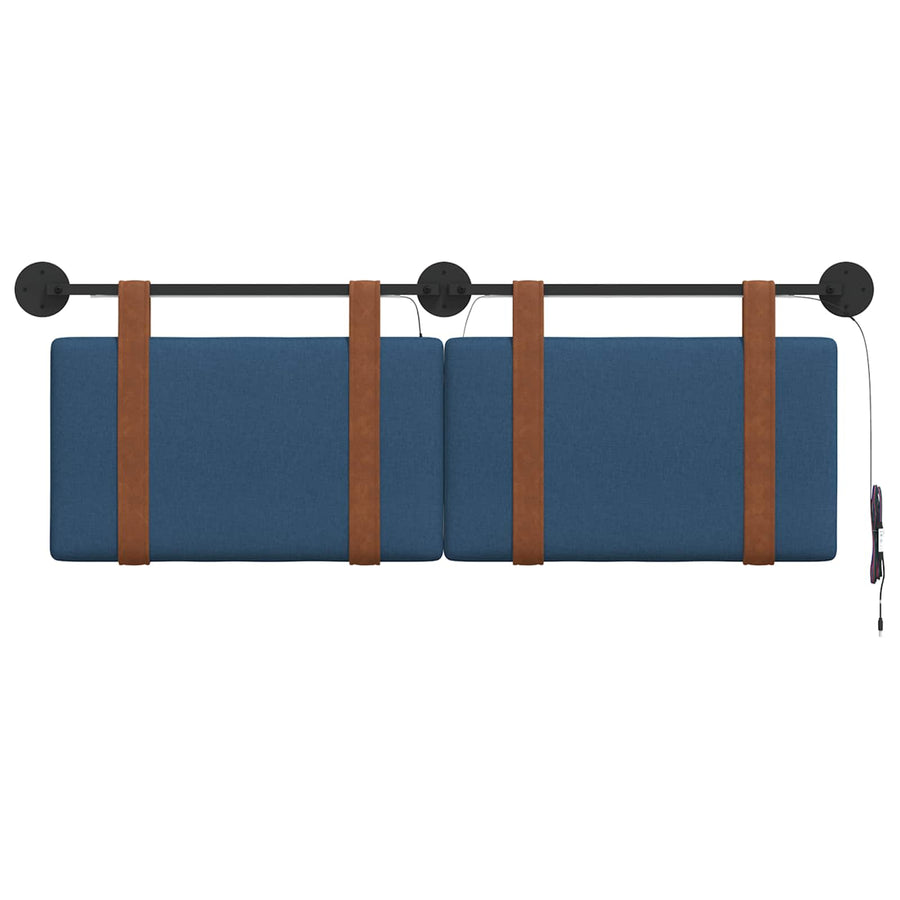 Hangend hoofdbord Met LED-verlichting Blauw Antiek PU