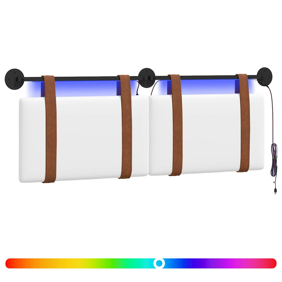Hangend hoofdbord Met LED-verlichting Wit Antiek PU