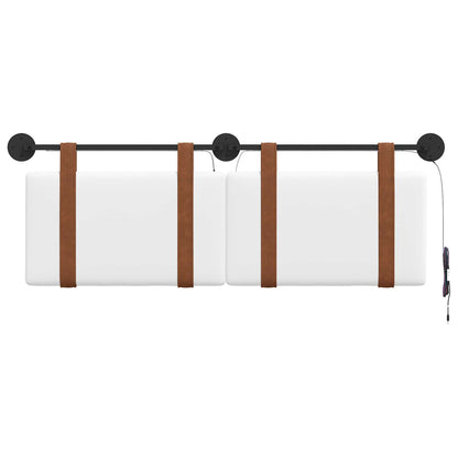 Hangend hoofdbord Met LED-verlichting Wit Antiek PU