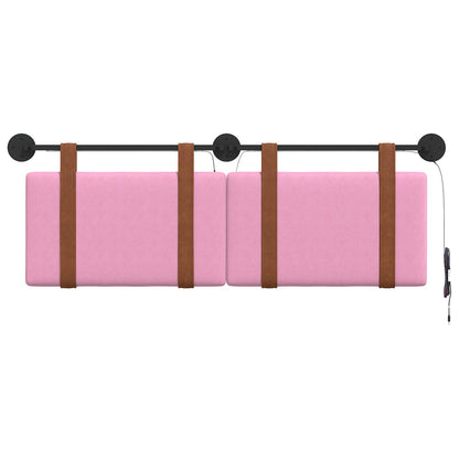 Hangend hoofdbord Met LED-verlichting Roze Antiek PU