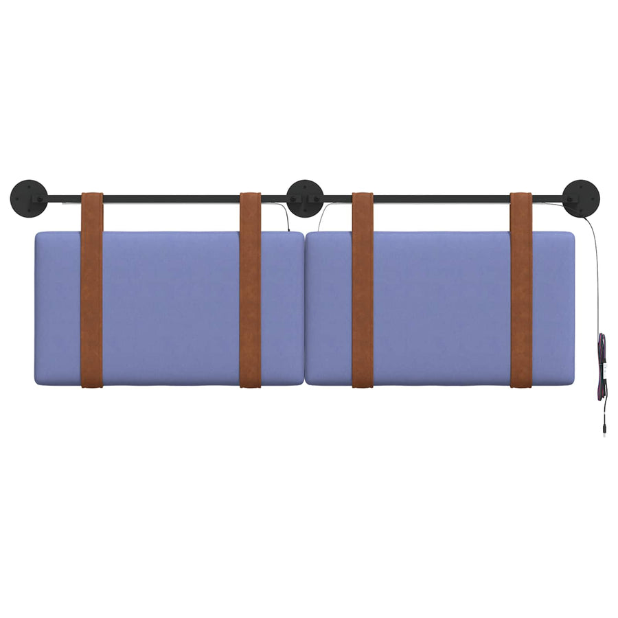 Hangend hoofdbord Met LED-verlichting Jeans Blauw Antiek PU