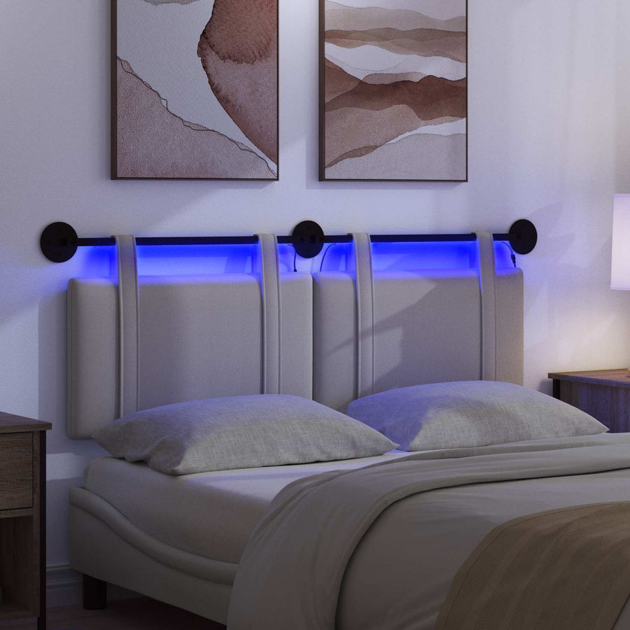 Hangend hoofdbord Met LED-verlichting Wolkengrijs Stof