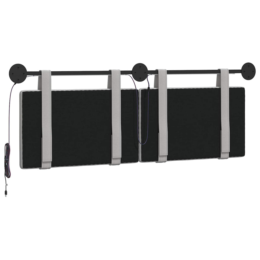 Hangend hoofdbord Met LED-verlichting Wolkengrijs Stof