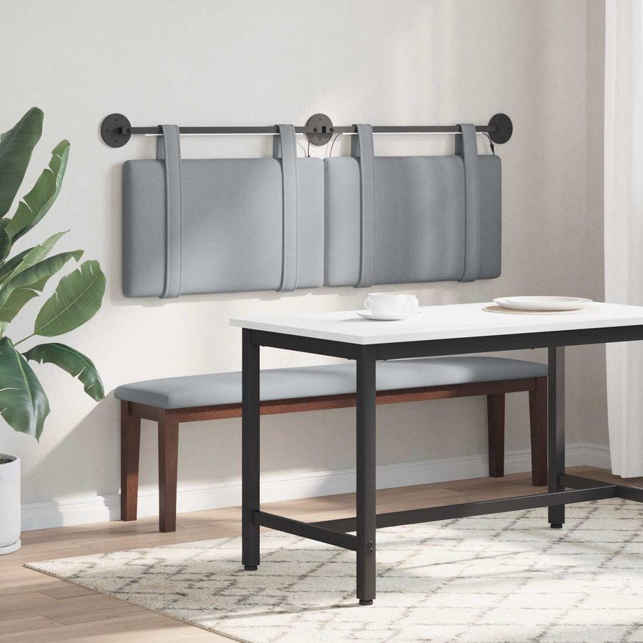Hangend hoofdbord Met LED-verlichting Lichtgrijs Stof