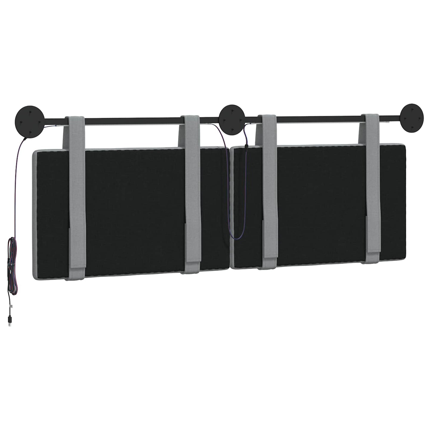 Hangend hoofdbord Met LED-verlichting Lichtgrijs Stof