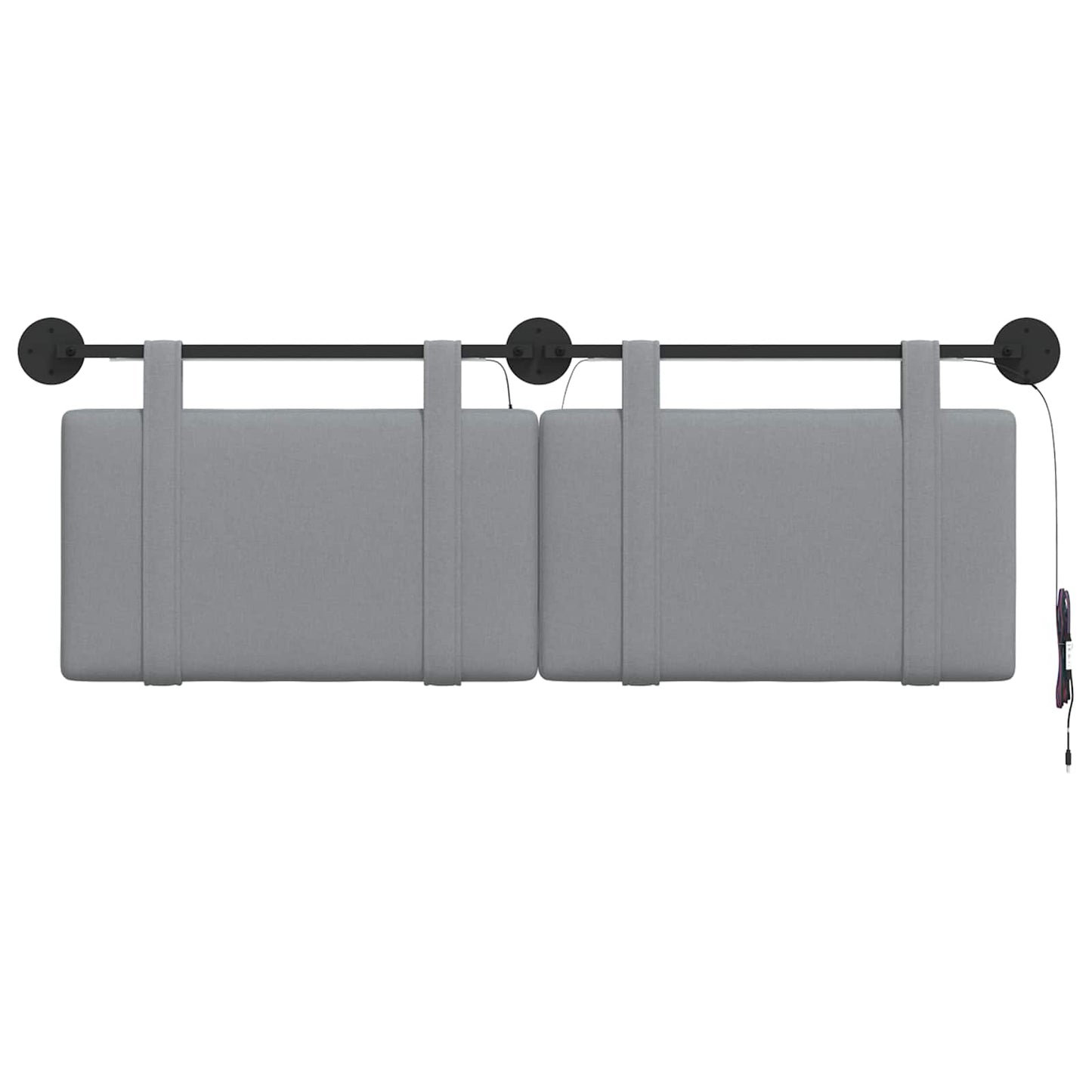 Hangend hoofdbord Met LED-verlichting Lichtgrijs Stof