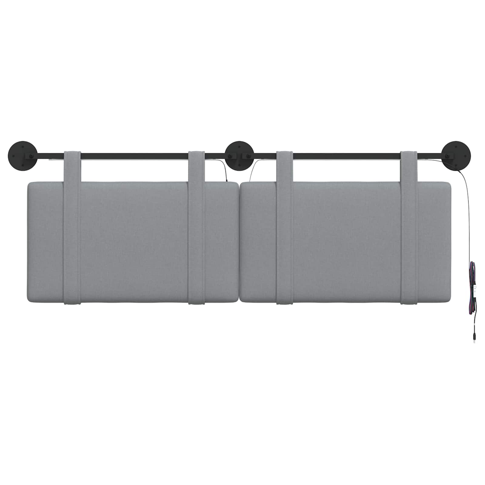 Hangend hoofdbord Met LED-verlichting Lichtgrijs Stof
