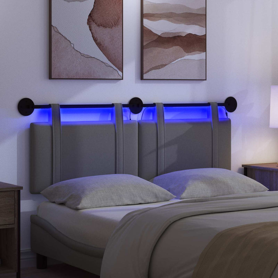 Hangend hoofdbord Met LED-verlichting Donkergrijs Stof