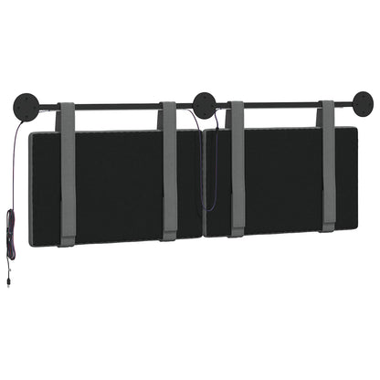 Hangend hoofdbord Met LED-verlichting Donkergrijs Stof