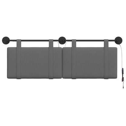 Hangend hoofdbord Met LED-verlichting Donkergrijs Stof