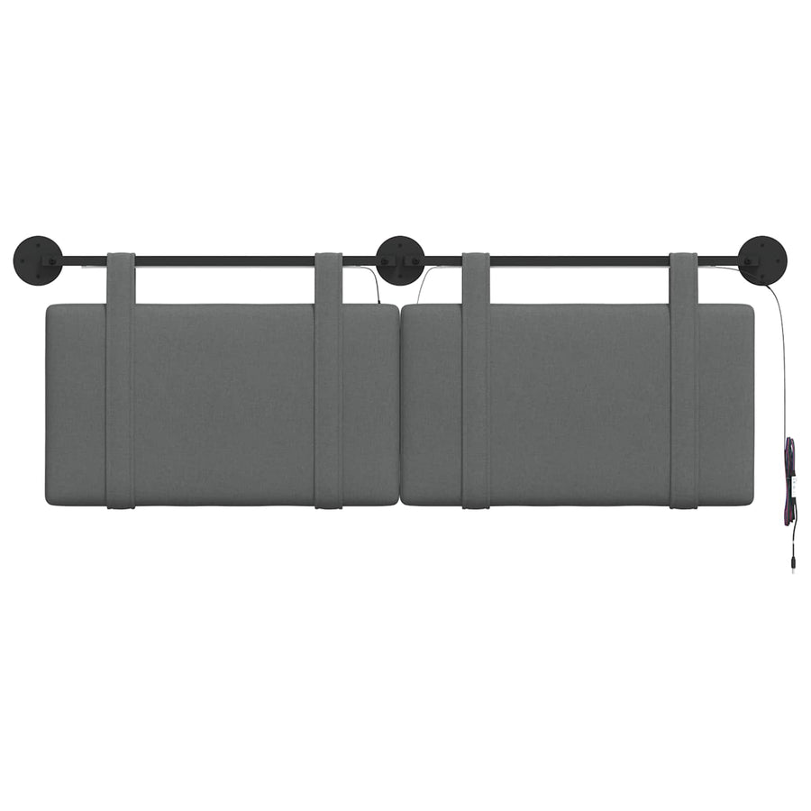 Hangend hoofdbord Met LED-verlichting Donkergrijs Stof