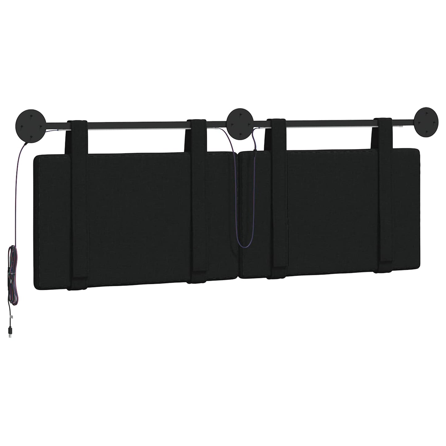 Hangend hoofdbord Met LED-verlichting Zwart Stof