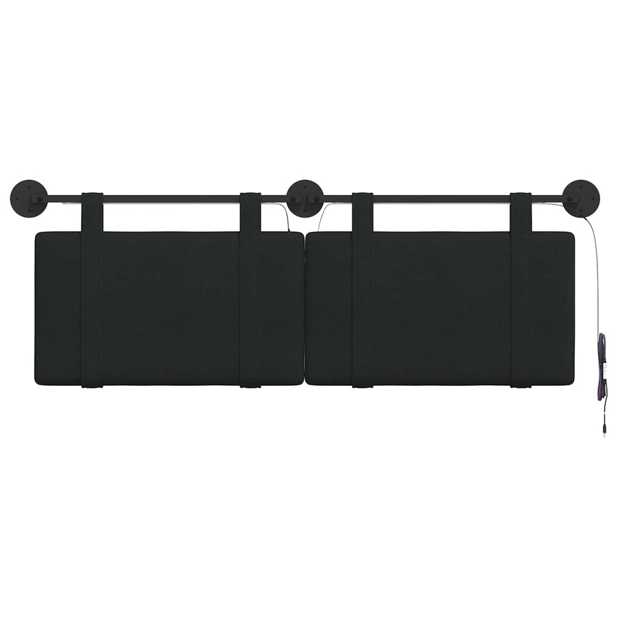 Hangend hoofdbord Met LED-verlichting Zwart Stof