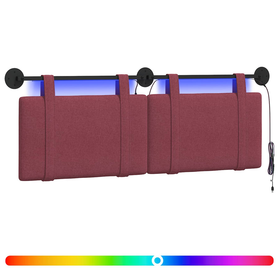Hangend hoofdbord Met LED-verlichting Wijnrood Stof