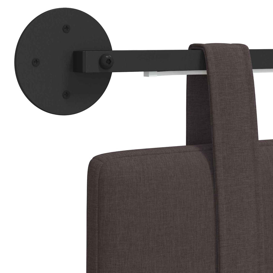 Hangend hoofdbord Met LED-verlichting Donkerbruin Stof