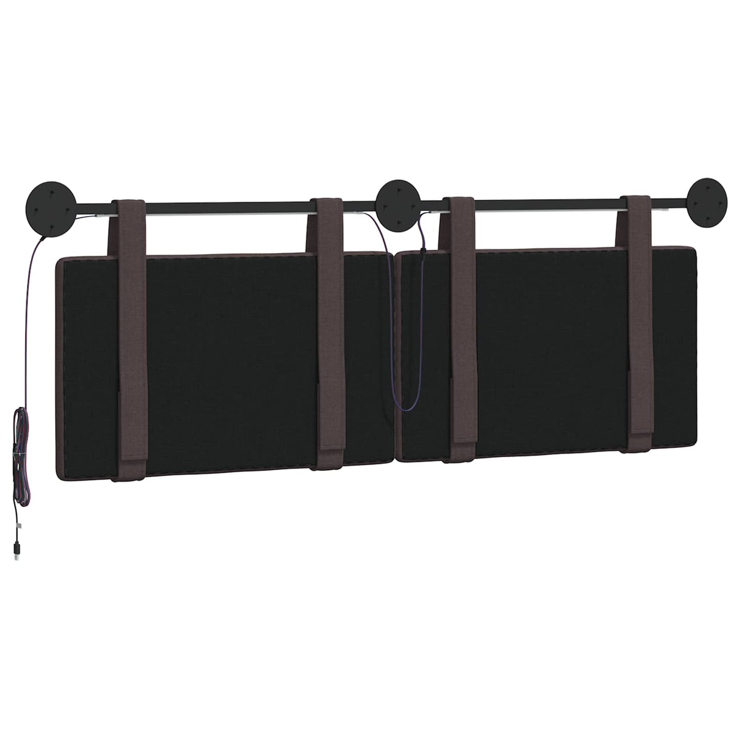 Hangend hoofdbord Met LED-verlichting Donkerbruin Stof