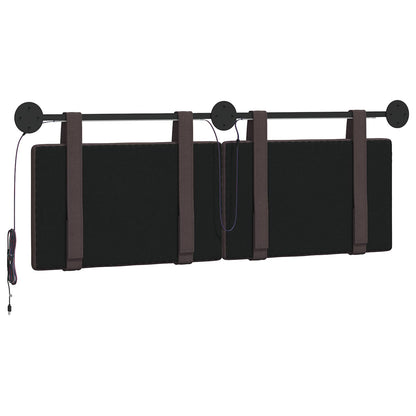 Hangend hoofdbord Met LED-verlichting Donkerbruin Stof