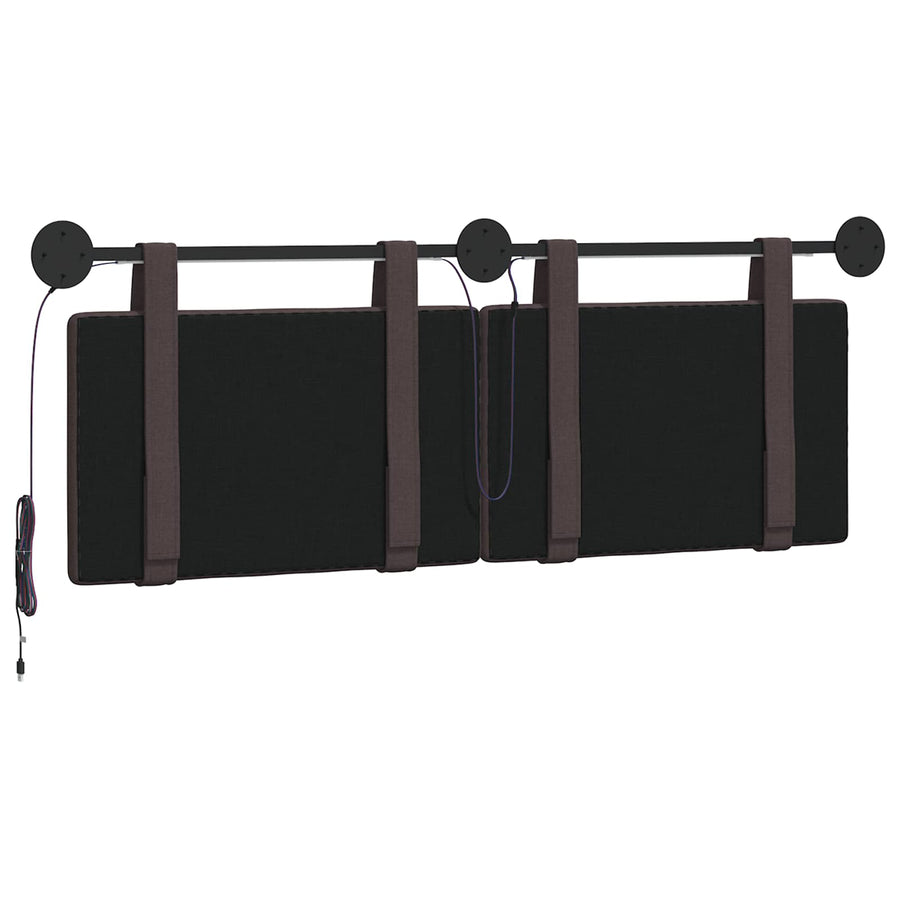 Hangend hoofdbord Met LED-verlichting Donkerbruin Stof