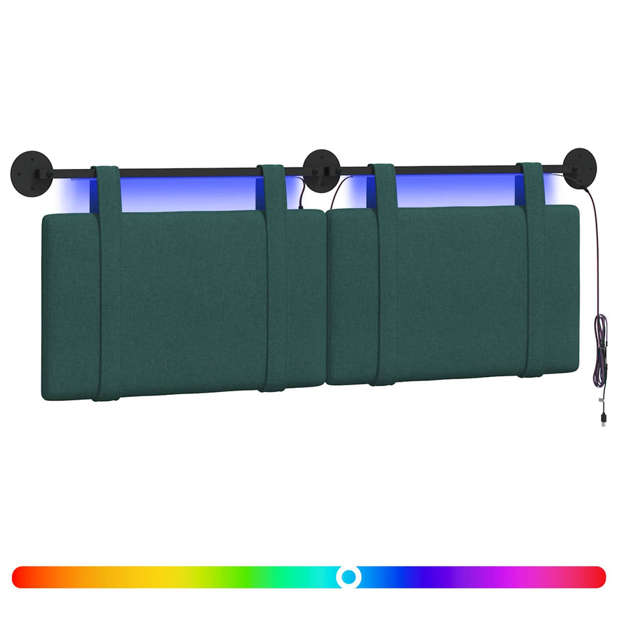 Hangend hoofdbord Met LED-verlichting Donkergroen Stof
