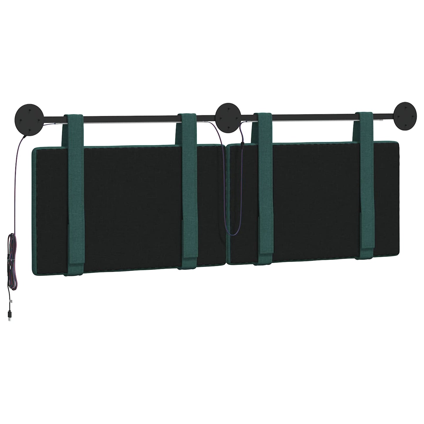 Hangend hoofdbord Met LED-verlichting Donkergroen Stof