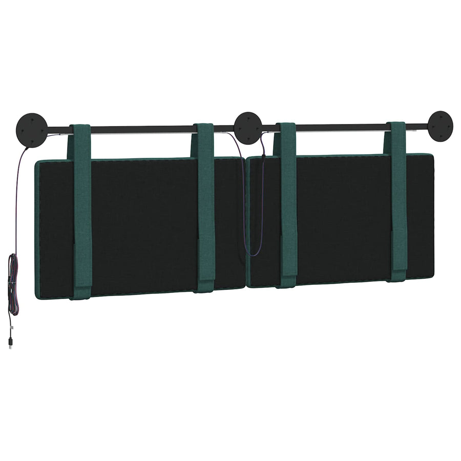 Hangend hoofdbord Met LED-verlichting Donkergroen Stof