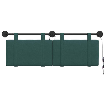 Hangend hoofdbord Met LED-verlichting Donkergroen Stof