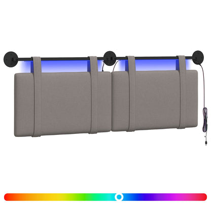 Hangend hoofdbord Met LED-verlichting Taupe Stof