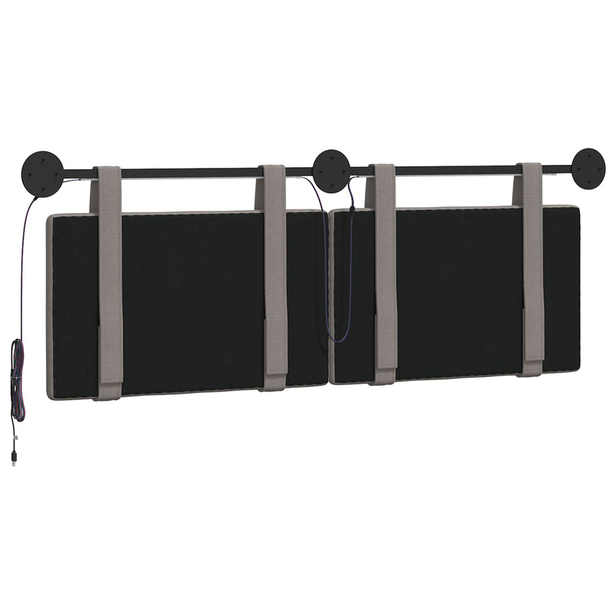 Hangend hoofdbord Met LED-verlichting Taupe Stof