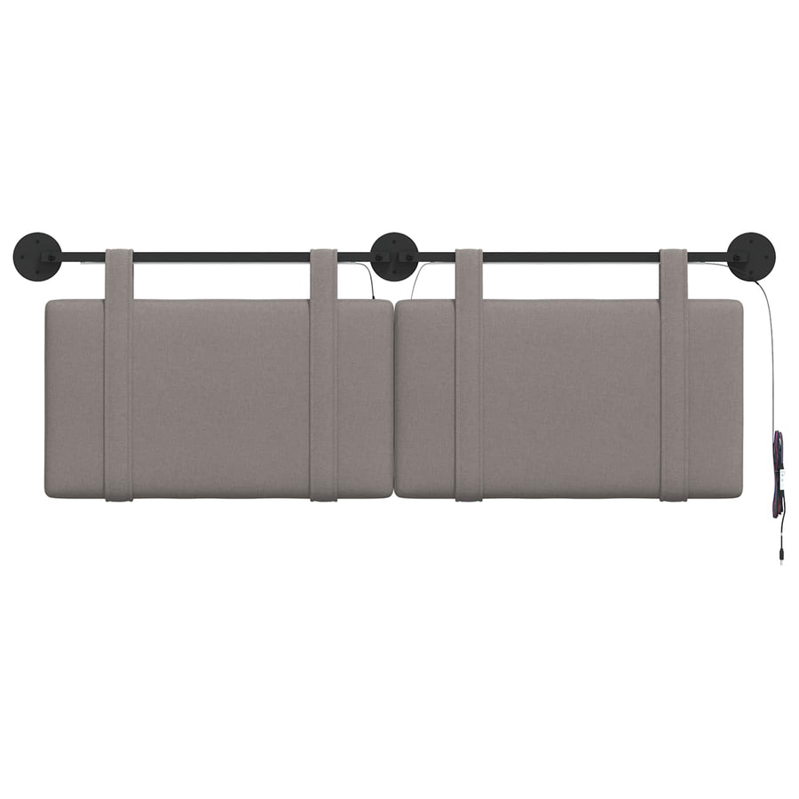 Hangend hoofdbord Met LED-verlichting Taupe Stof