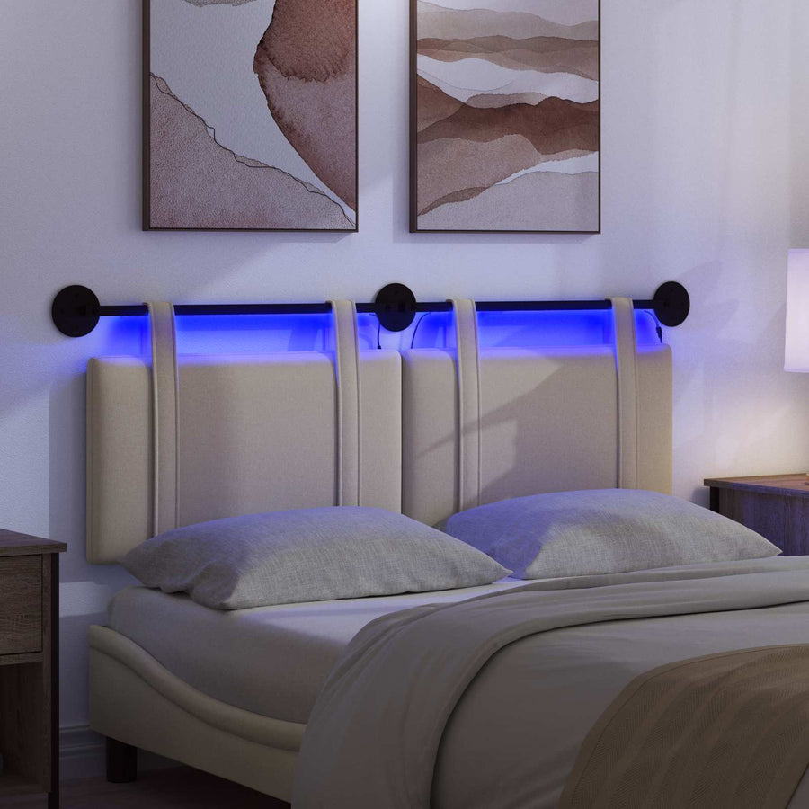Hangend hoofdbord Met LED-verlichting Crèmekleurig Stof
