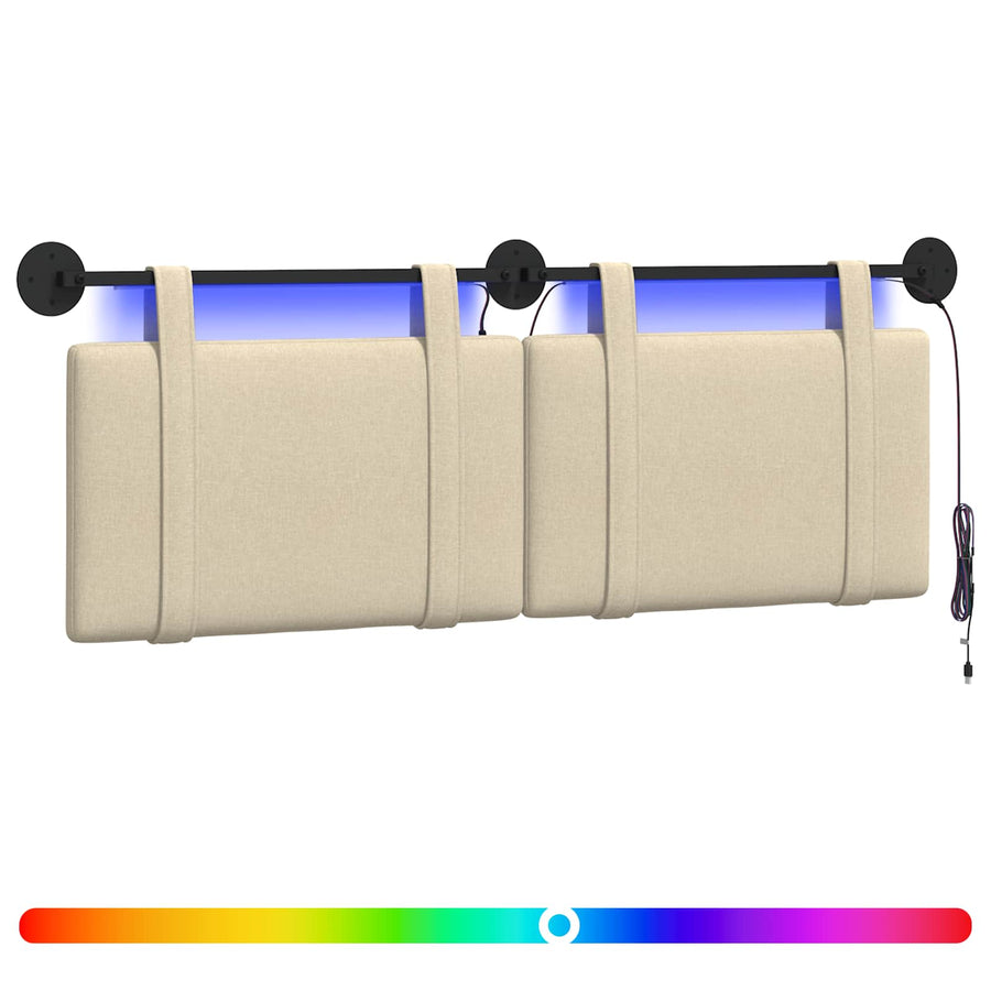Hangend hoofdbord Met LED-verlichting Crèmekleurig Stof