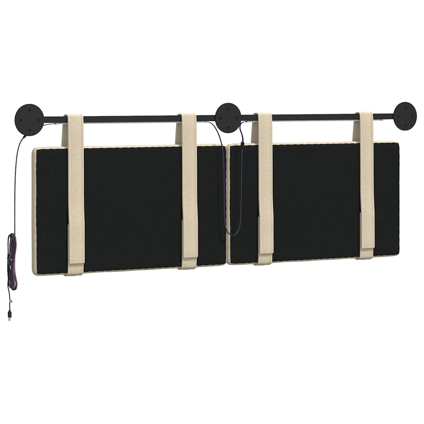 Hangend hoofdbord Met LED-verlichting Crèmekleurig Stof