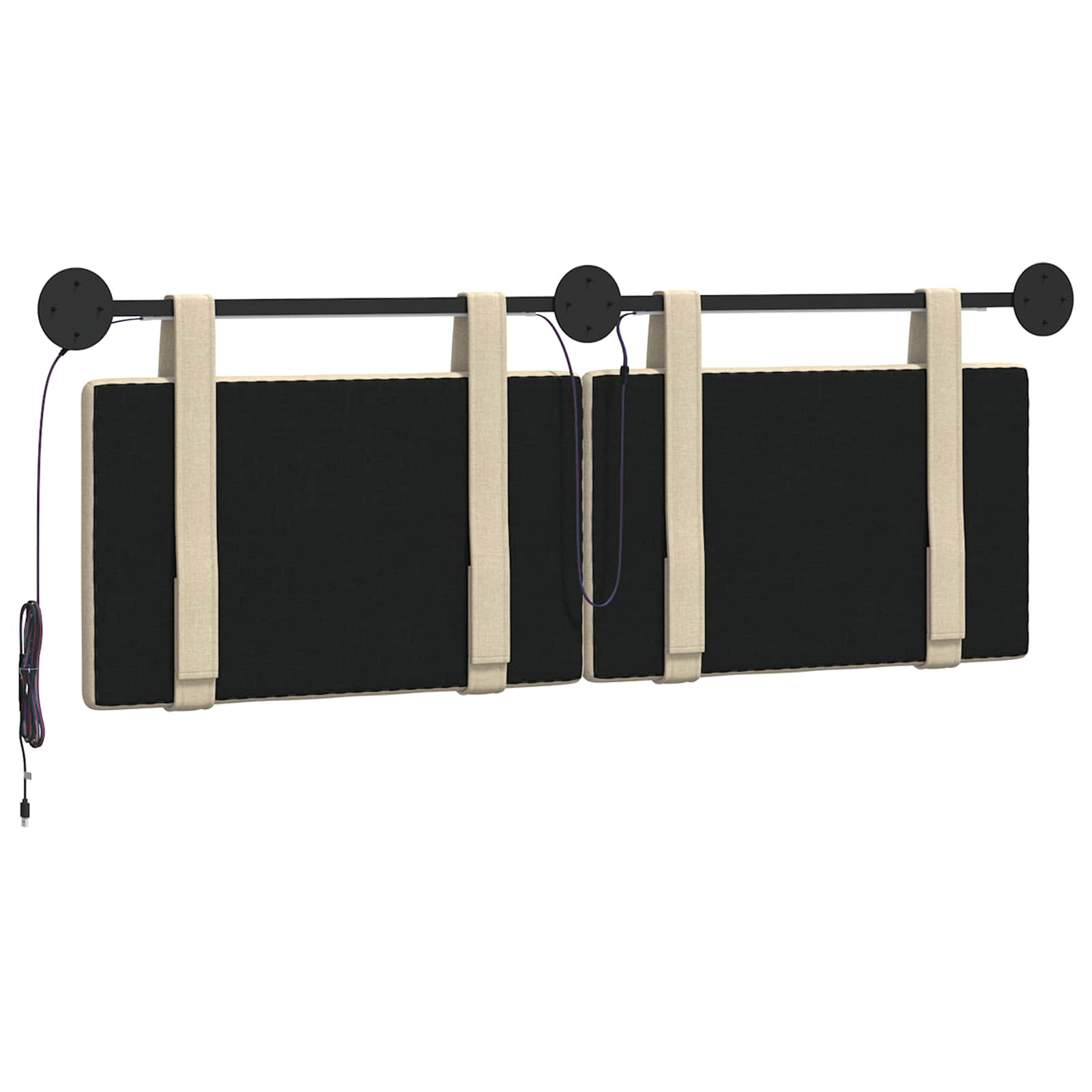 Hangend hoofdbord Met LED-verlichting Crèmekleurig Stof