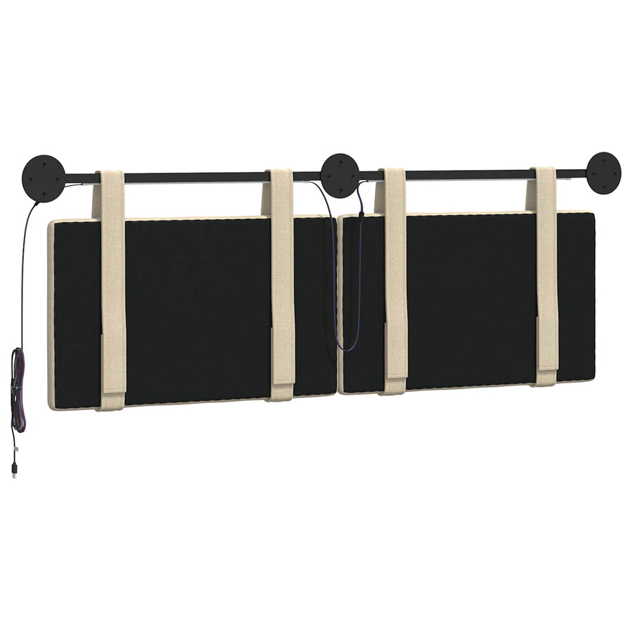 Hangend hoofdbord Met LED-verlichting Crèmekleurig Stof