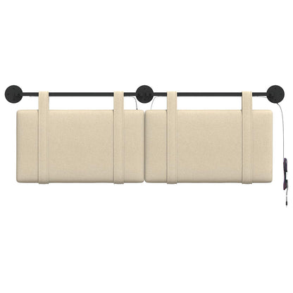 Hangend hoofdbord Met LED-verlichting Crèmekleurig Stof