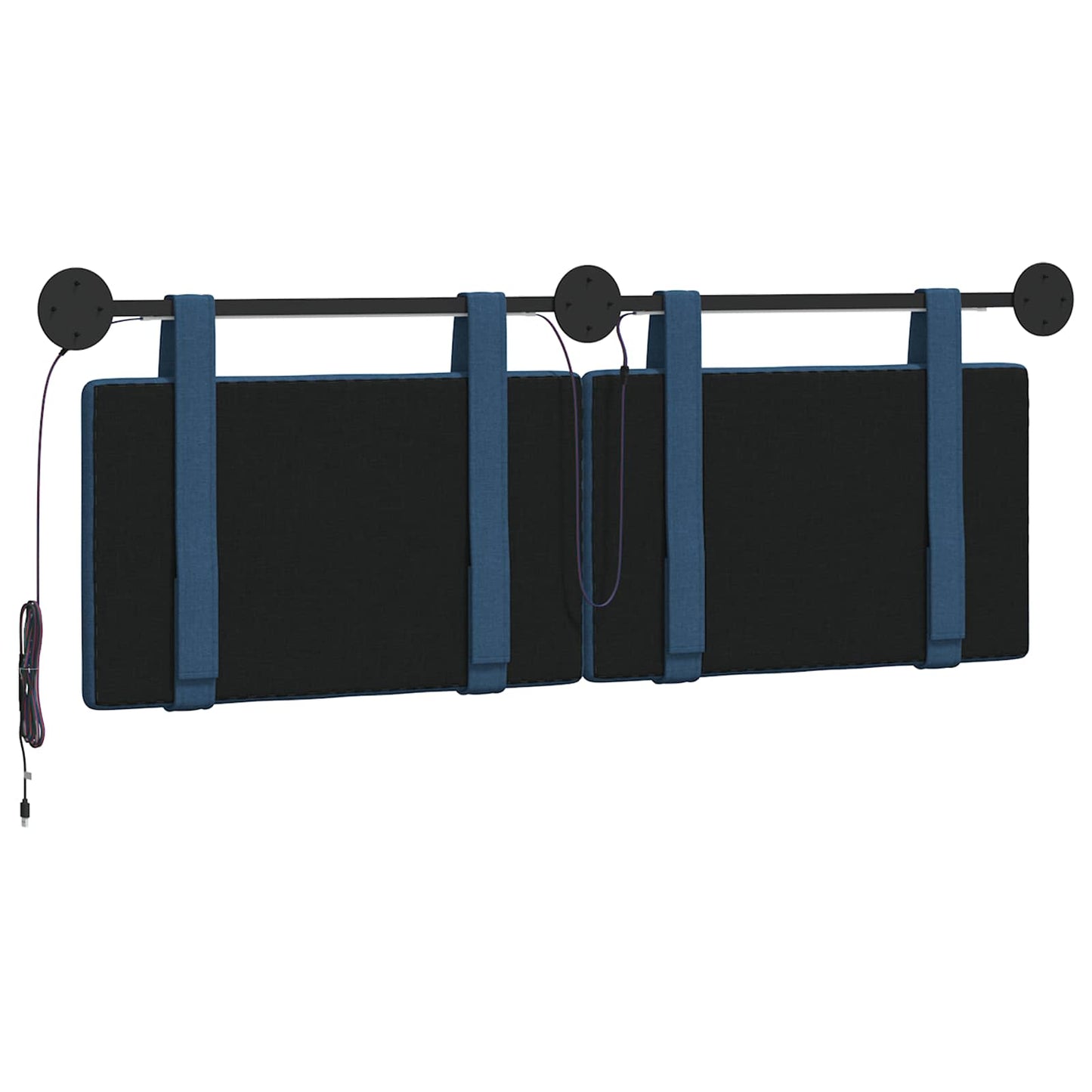 Hangend hoofdbord Met LED-verlichting Blauw Stof