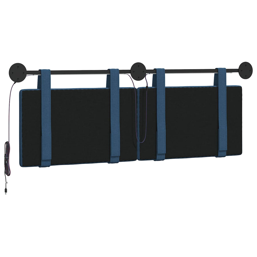 Hangend hoofdbord Met LED-verlichting Blauw Stof